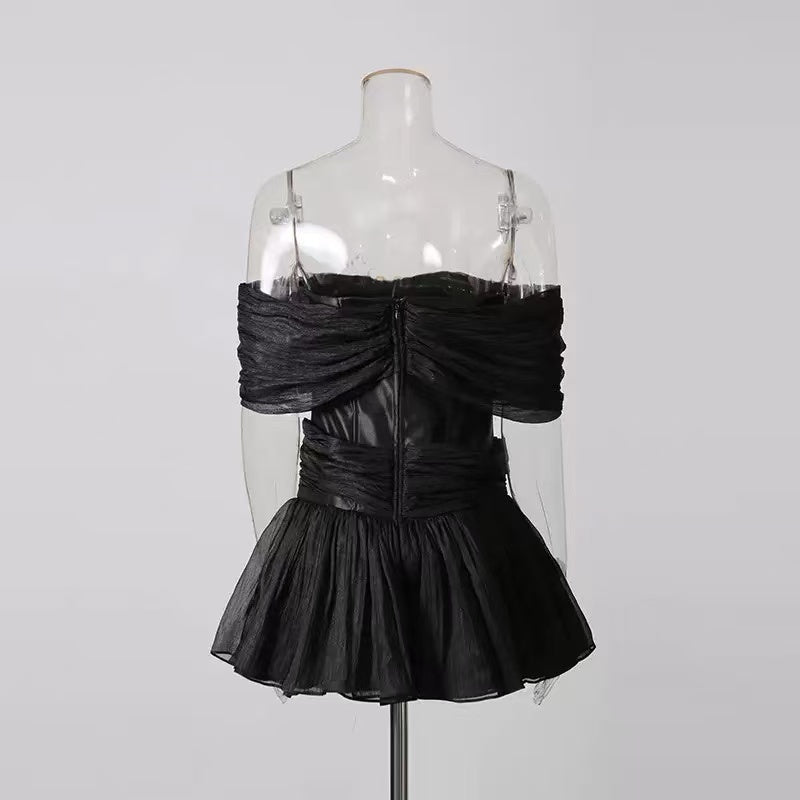 Emerald Fit and Flare Corset Waist Chiffon Mini Dress - Stylish beautiful dress for special occasions | Buy Online