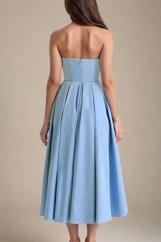 Stylish blue dress | Capri Strapless Midi Dress - Sky Blue - Ideal for special occasions