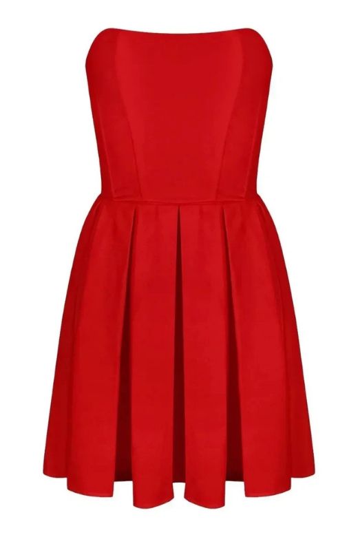 Capri Strapless Mini Dress - Lipstick Red - Stylish red dress for special occasions | Buy Online