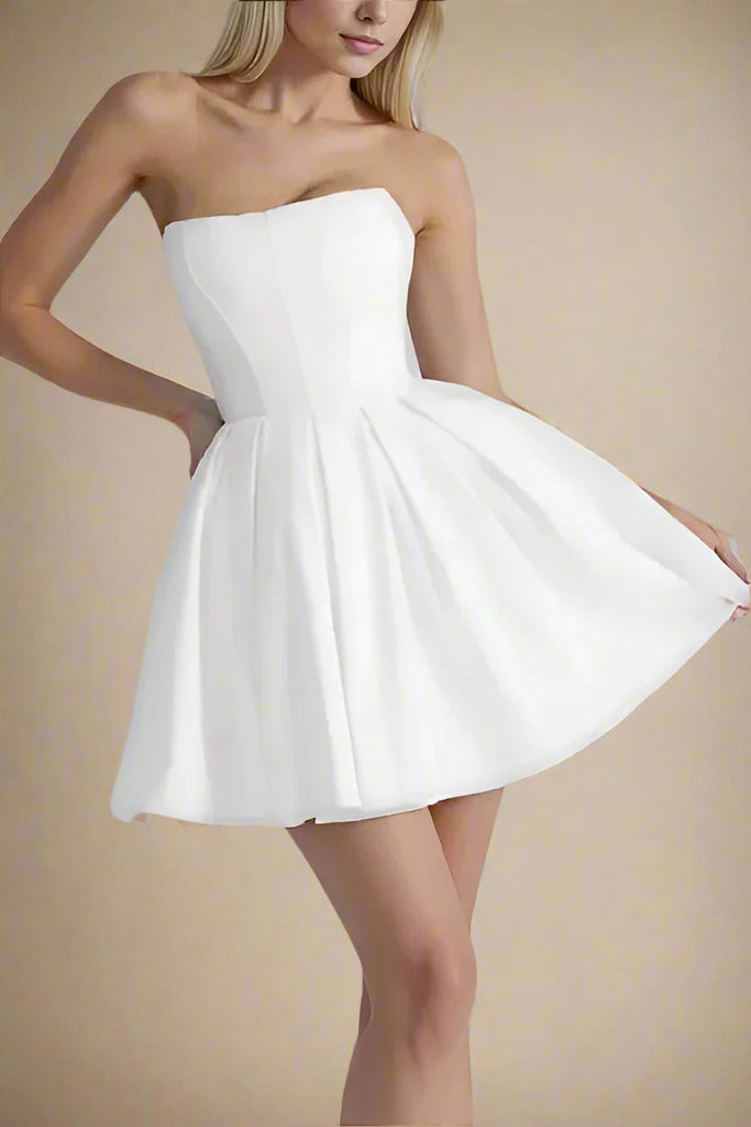 Capri Strapless Mini Dress - White Pearl - Stylish white dress for special occasions | Buy Online