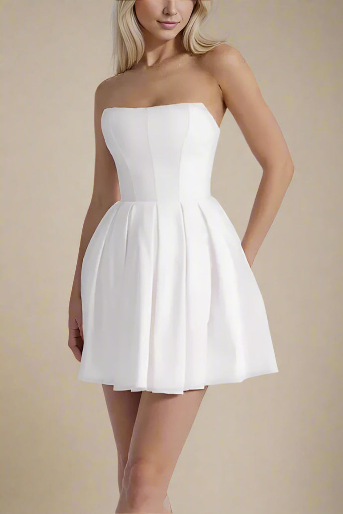Shop  white dress - Perfect for special occasions | Capri Strapless Mini Dress - White Pearl