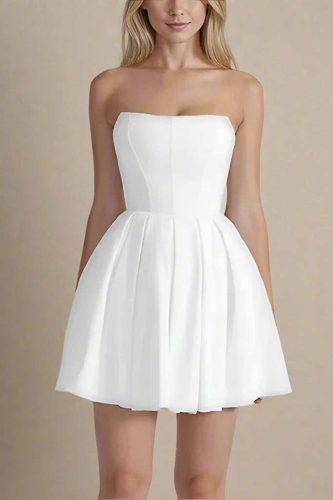 Stylish white dress | Capri Strapless Mini Dress - White Pearl - Ideal for special occasions