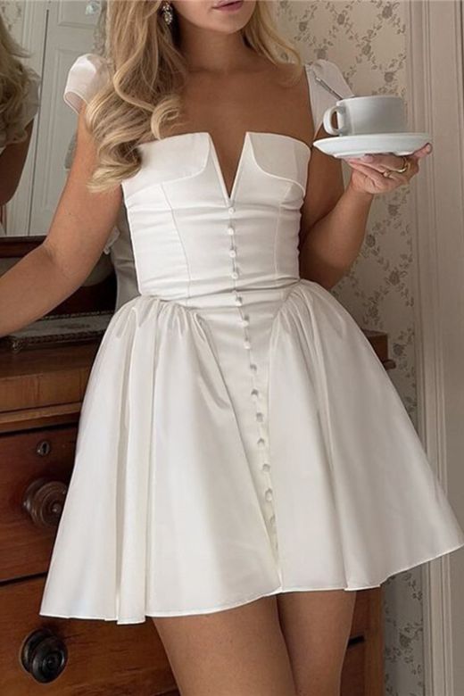 Stylish white dress | Cara Bodycon Mini Dress - White Pearl - Ideal for special occasions