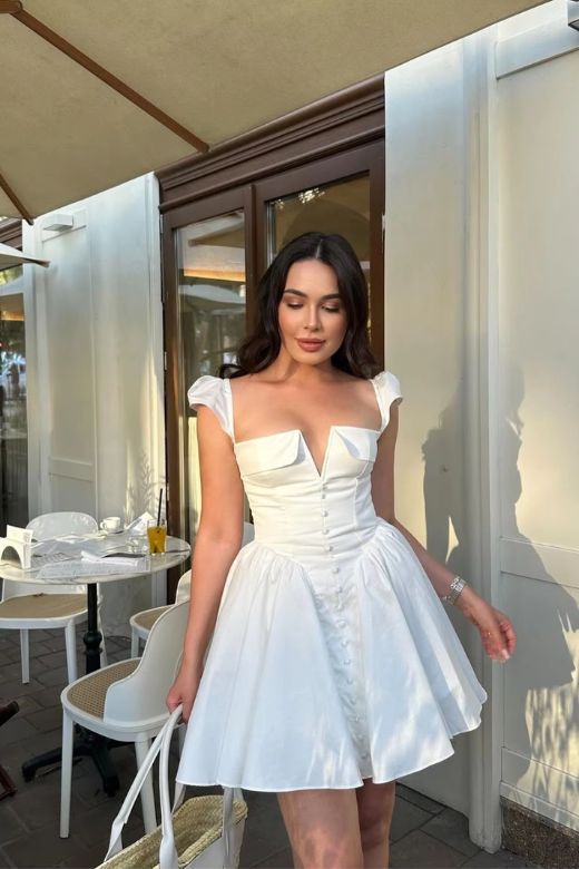 Shop  white dress - Perfect for special occasions | Cara Bodycon Mini Dress - White Pearl