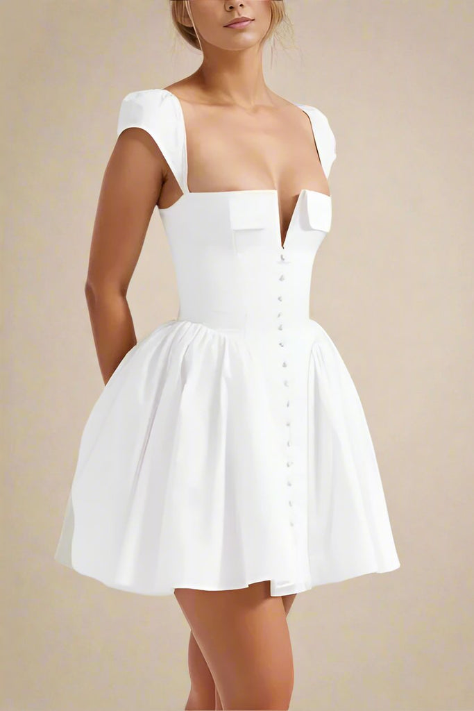 Cara Bodycon Mini Dress - White Pearl - Stylish white dress for special occasions | Buy Online