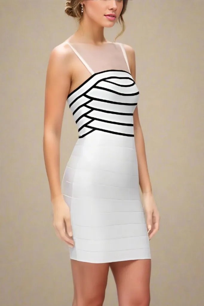 Stylish white dress | Carter Bandage Mini Dress - White Pearl - Ideal for special occasions