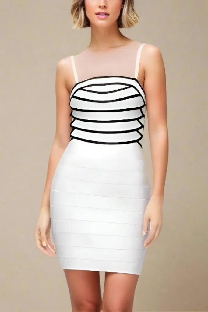 Stylish white dress | Carter Bandage Mini Dress - White Pearl - Ideal for special occasions