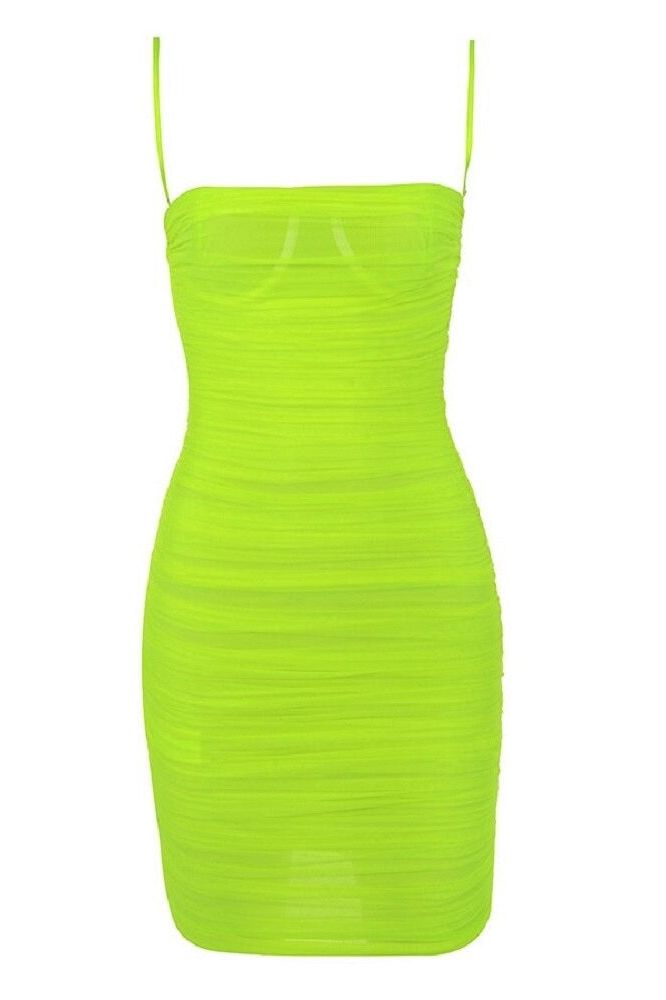 Stylish green dress | Cassie Bodycon Wrap Mini Dress - Neon Green - Ideal for special occasions