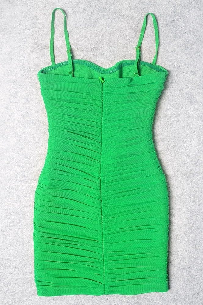 Shop  green dress - Perfect for special occasions | Cassie Bodycon Wrap Mini Dress - Neon Green