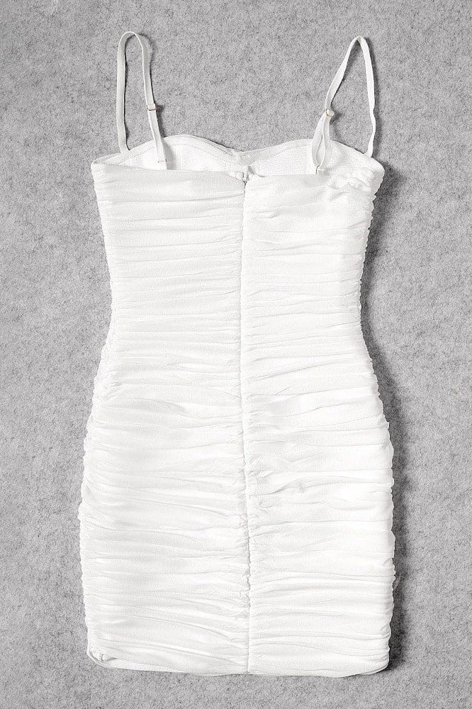 Stylish white dress | Cassie Bodycon Wrap Mini Dress - White Pearl - Ideal for special occasions