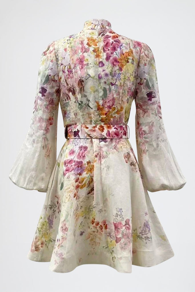 Cooper Floral Lantern Sleeve Mini Dress - Stylish beautiful dress for special occasions | Buy Online