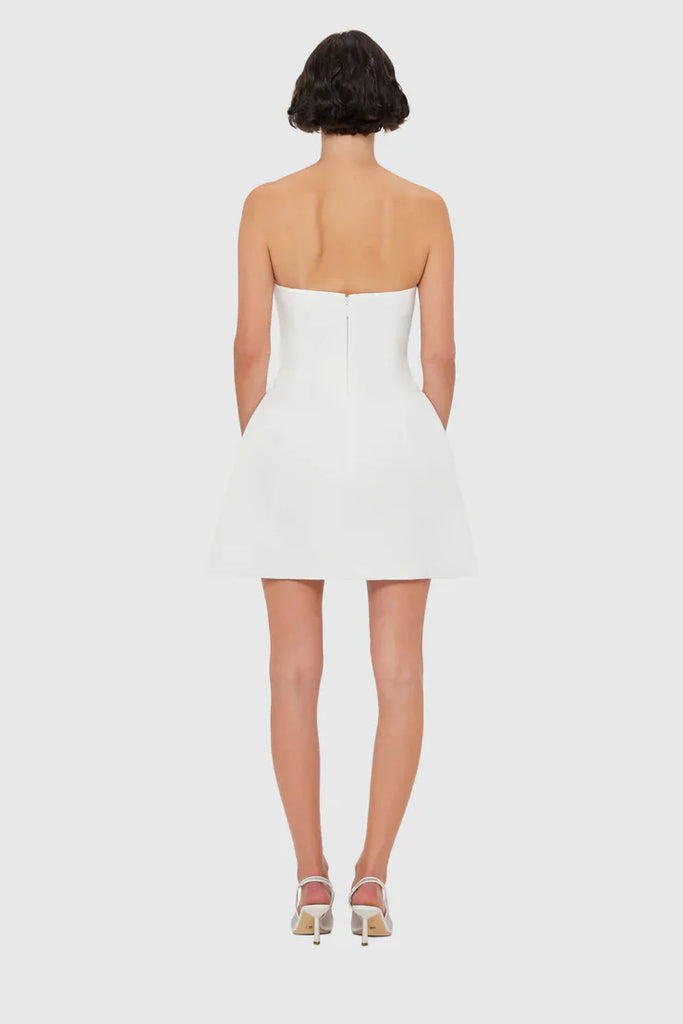 Shop  white dress - Perfect for special occasions | Rosario Appliqué Bustier Mini Dress in white