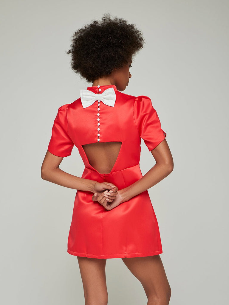 Stylish beautiful dress | Darella Backwards Bowknot Short-Sleeve Mini Dress - Ideal for special occasions