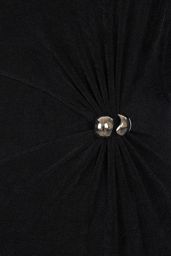 beryl pleated Knitted Fabric Maxi Dress in black - Stylish black dress for special occasions | Buy Online