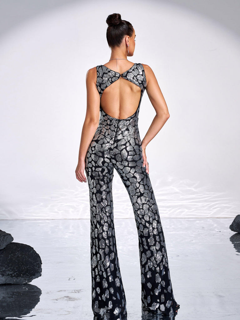 Stylish beautiful dress | Sleeveless Cutout Sequin Jumpsuits - Ideal for special occasions