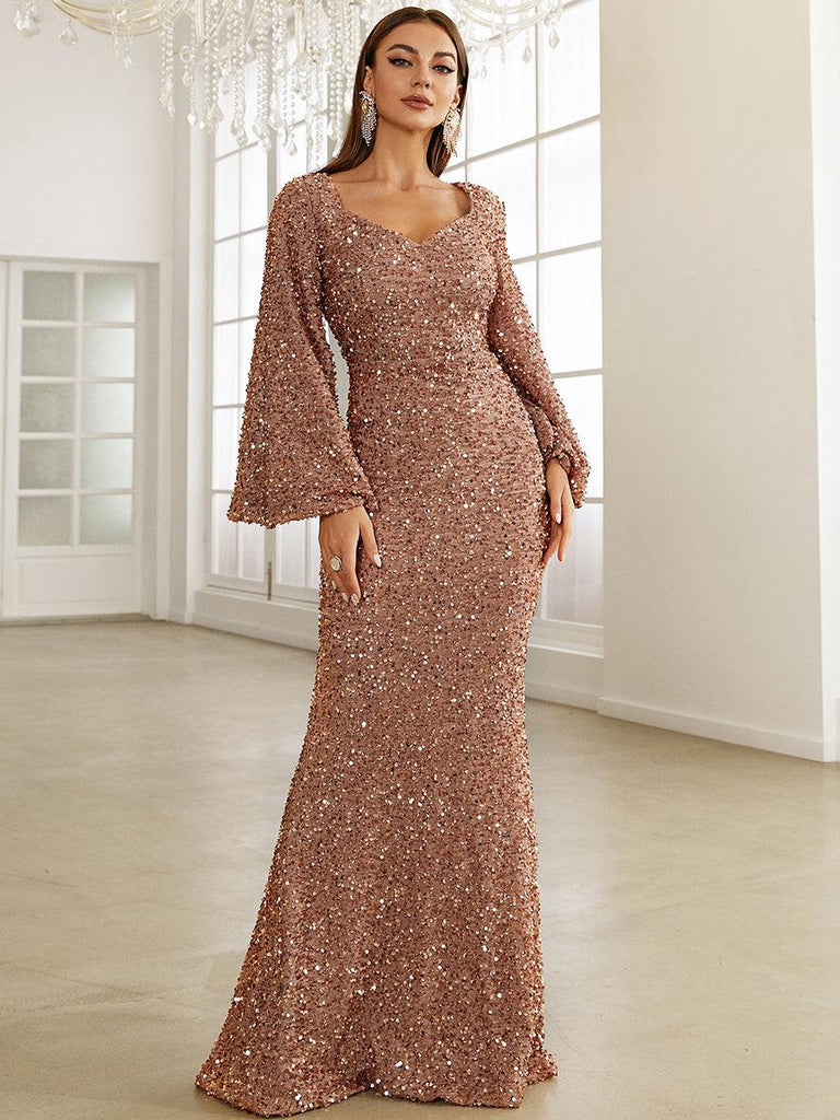 Shop  beautiful dress - Perfect for special occasions | Sequin Bell Sleeve Mermaid Dress