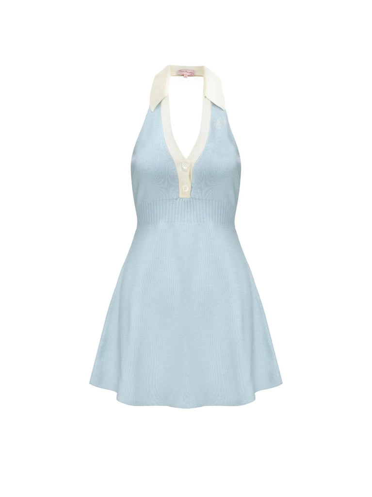 Shop  blue dress - Perfect for special occasions | halter backless  knit mini dress in blue