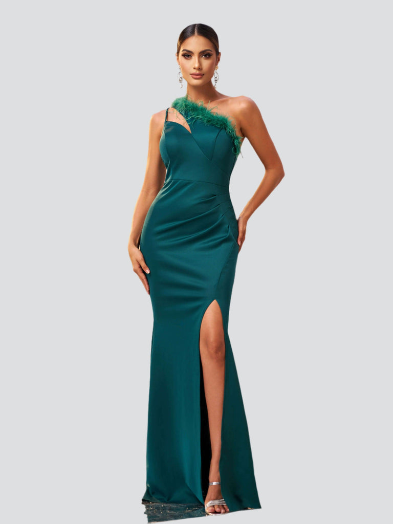 Shop  beautiful dress - Perfect for formal | One Shoulder Feather Cutout Formal Dress