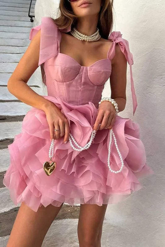 Eloise Ruffled Sweetheart Mini Dress