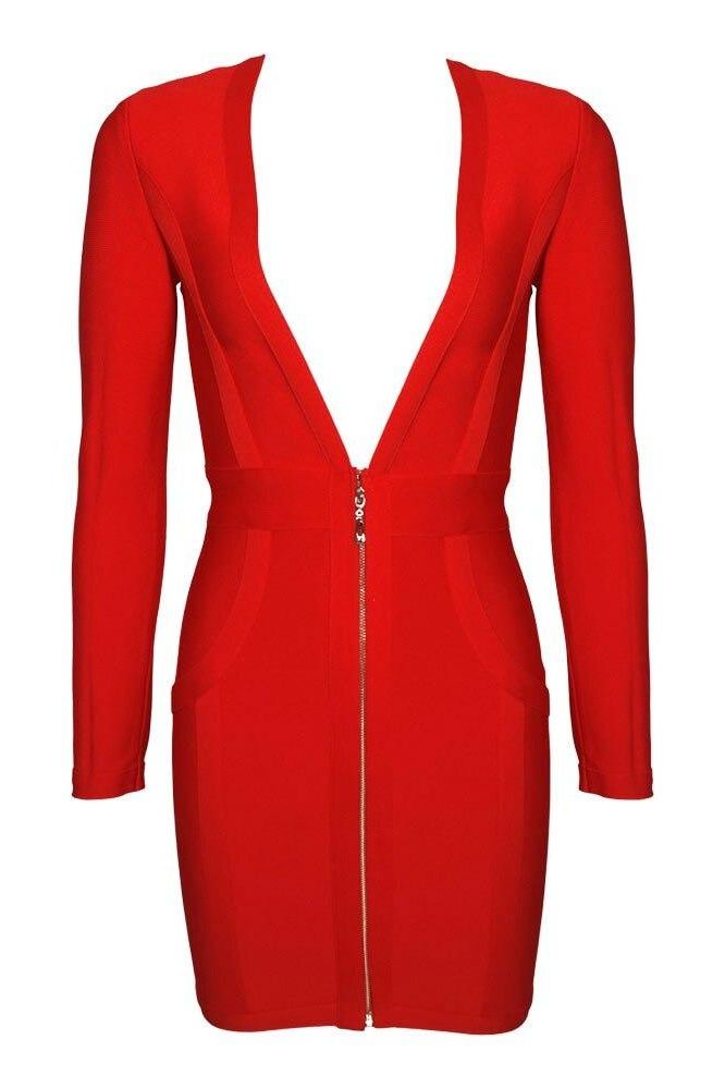 Shop  red dress - Perfect for special occasions | Eva Long Sleeve Bandage Mini Dress - Lipstick Red
