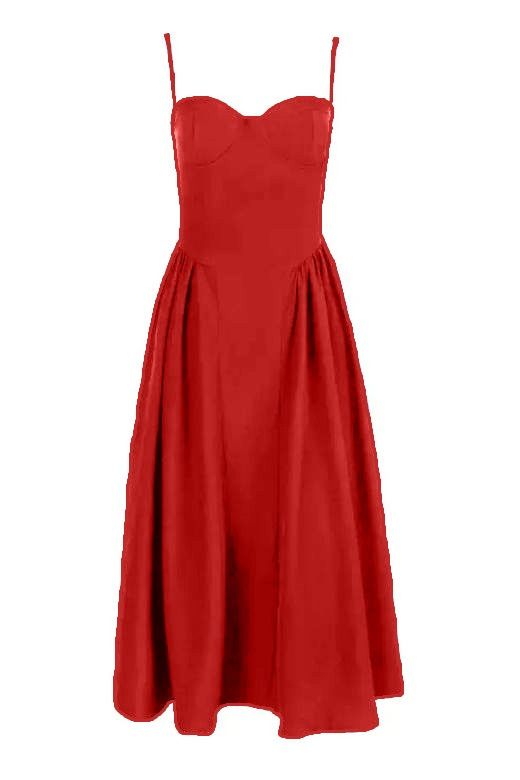 Stylish red dress | Everly Midi Dress - Lipstick Red - Ideal for special occasions