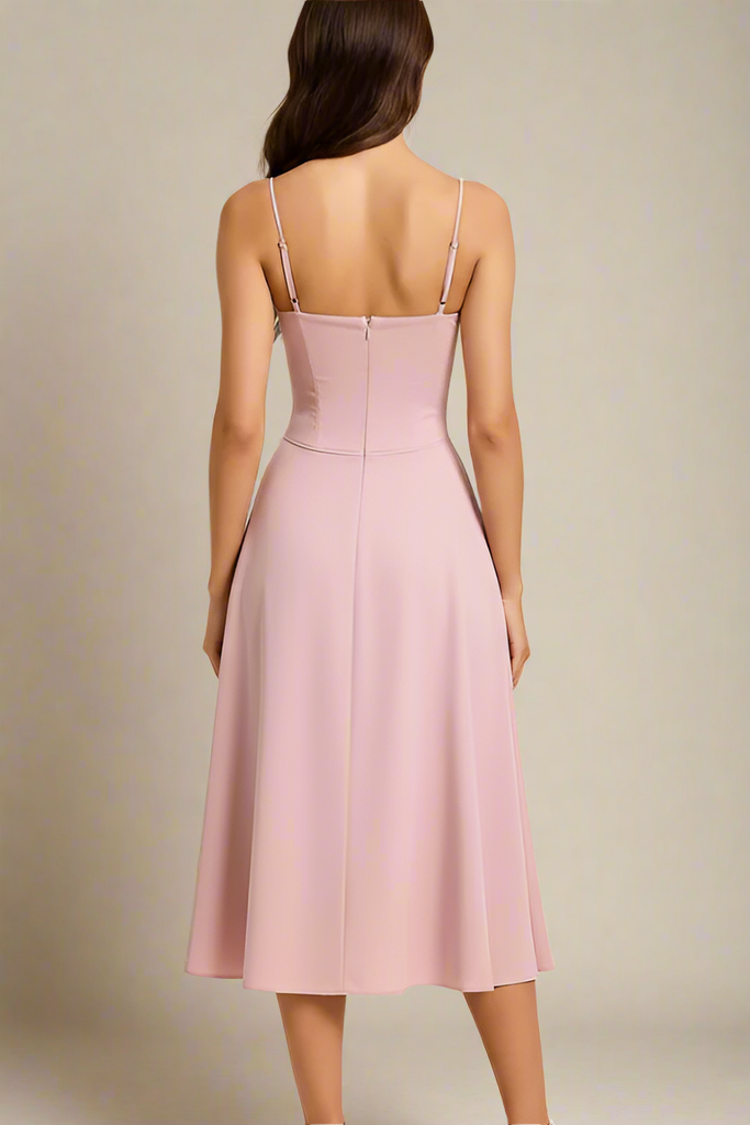 Stylish pink dress | Everly Midi Dress - Blush Pink - Ideal for special occasions