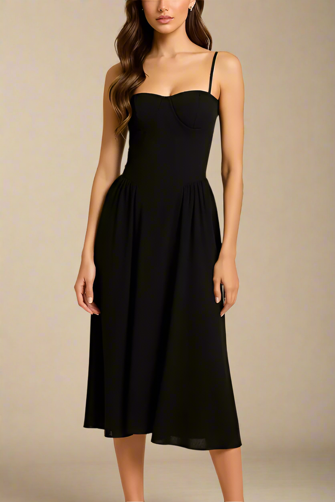 Everly Midi Dress - Classic Black - Stylish black dress for special occasions | Buy Online