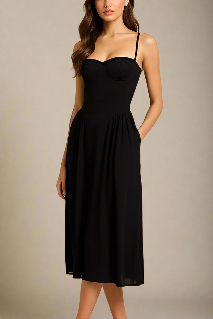 Everly Midi Dress - Classic Black - Stylish black dress for special occasions | Buy Online