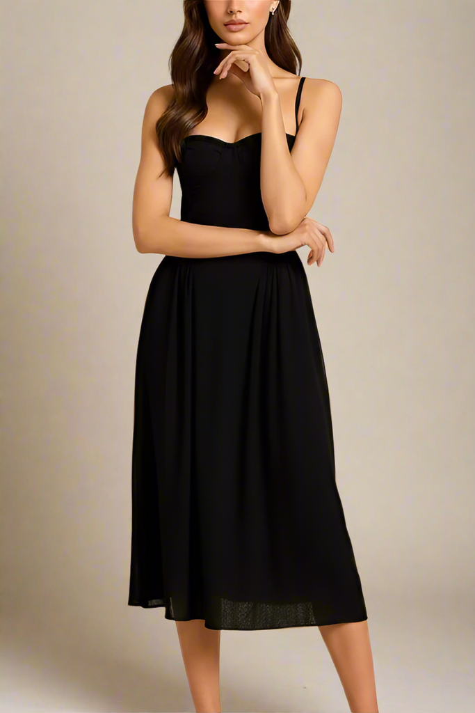 Stylish black dress | Everly Midi Dress - Classic Black - Ideal for special occasions