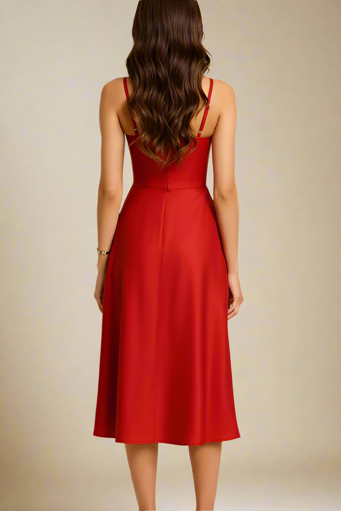 Stylish red dress | Everly Midi Dress - Lipstick Red - Ideal for special occasions