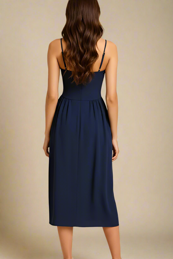 Stylish blue dress | Everly Midi Dress - Navy Blue - Ideal for special occasions