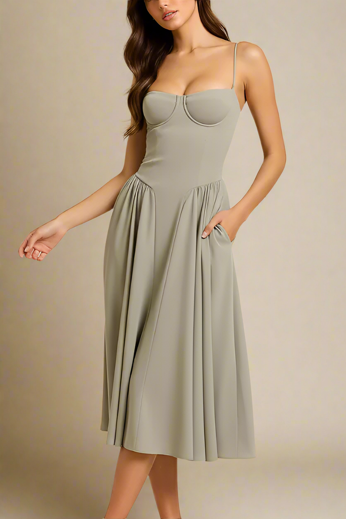 Stylish green dress | Everly Midi Dress - Sage Green - Ideal for special occasions