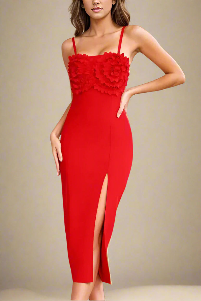 Stylish red dress | Faye Bandage Midi Dress - Lipstick Red - Ideal for special occasions