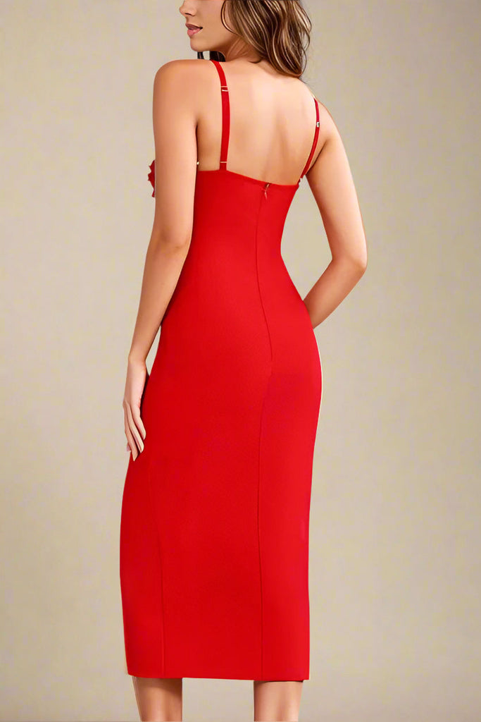 Stylish red dress | Faye Bandage Midi Dress - Lipstick Red - Ideal for special occasions