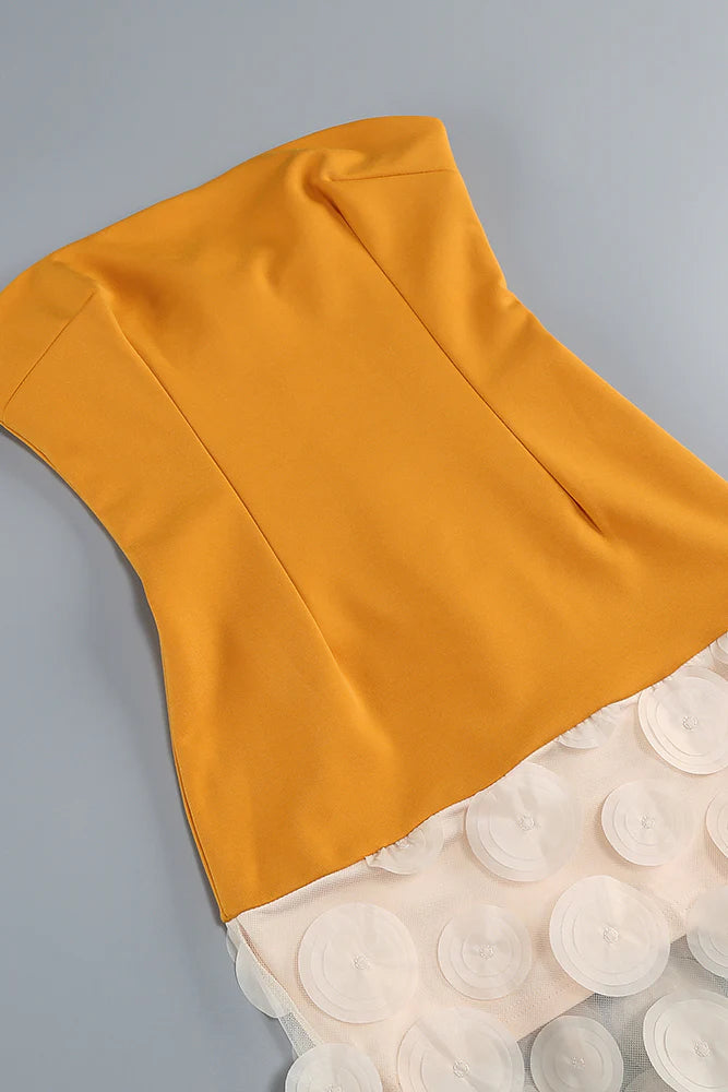 Stylish orange dress | Nodin Strapless Dot Mesh Maxi Dress in orange - Ideal for special occasions