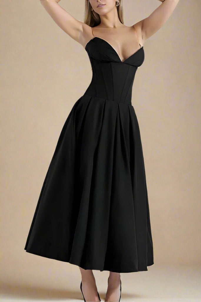 Gabbi Bodycon Midi Dress - Classic Black - Stylish black dress for special occasions | Buy Online