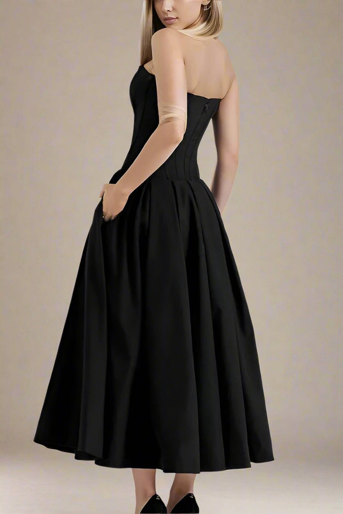 Stylish black dress | Gabbi Bodycon Midi Dress - Classic Black - Ideal for special occasions