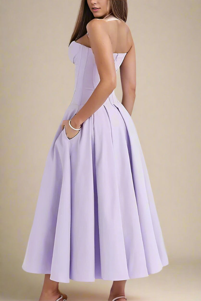 Shop  purple dress - Perfect for special occasions | Gabbi Bodycon Midi Dress - Lavender Purple