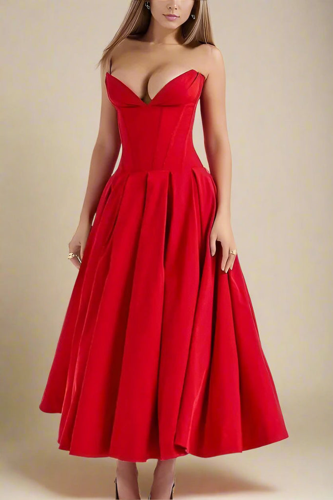 Stylish red dress | Gabbi Bodycon Midi Dress - Lipstick Red - Ideal for special occasions