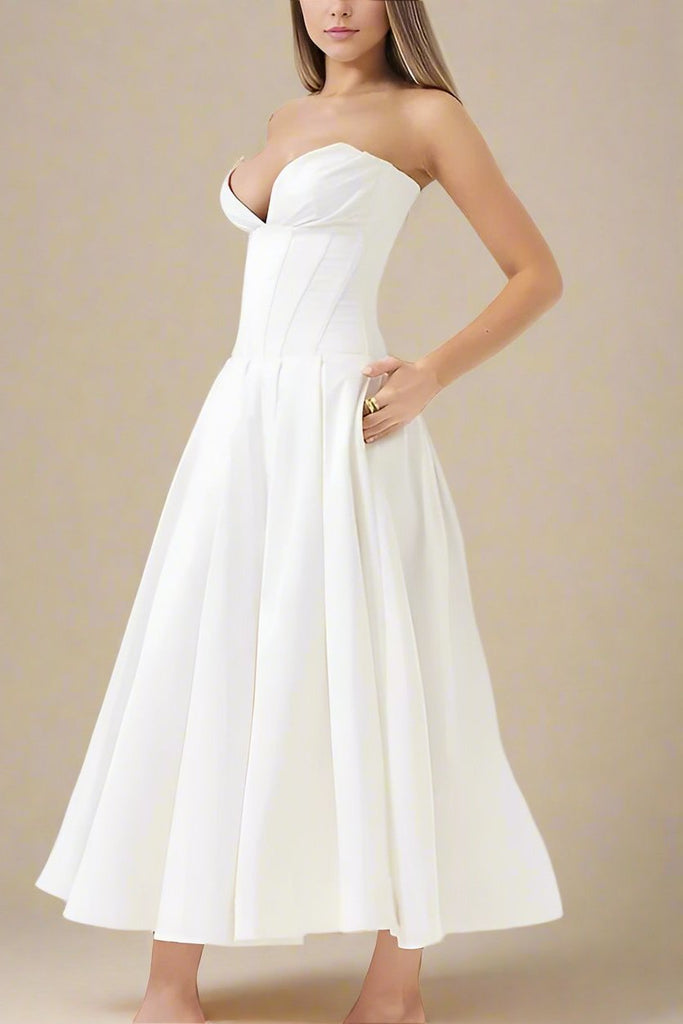 Shop  white dress - Perfect for special occasions | Gabbi Bodycon Midi Dress - White Pearl