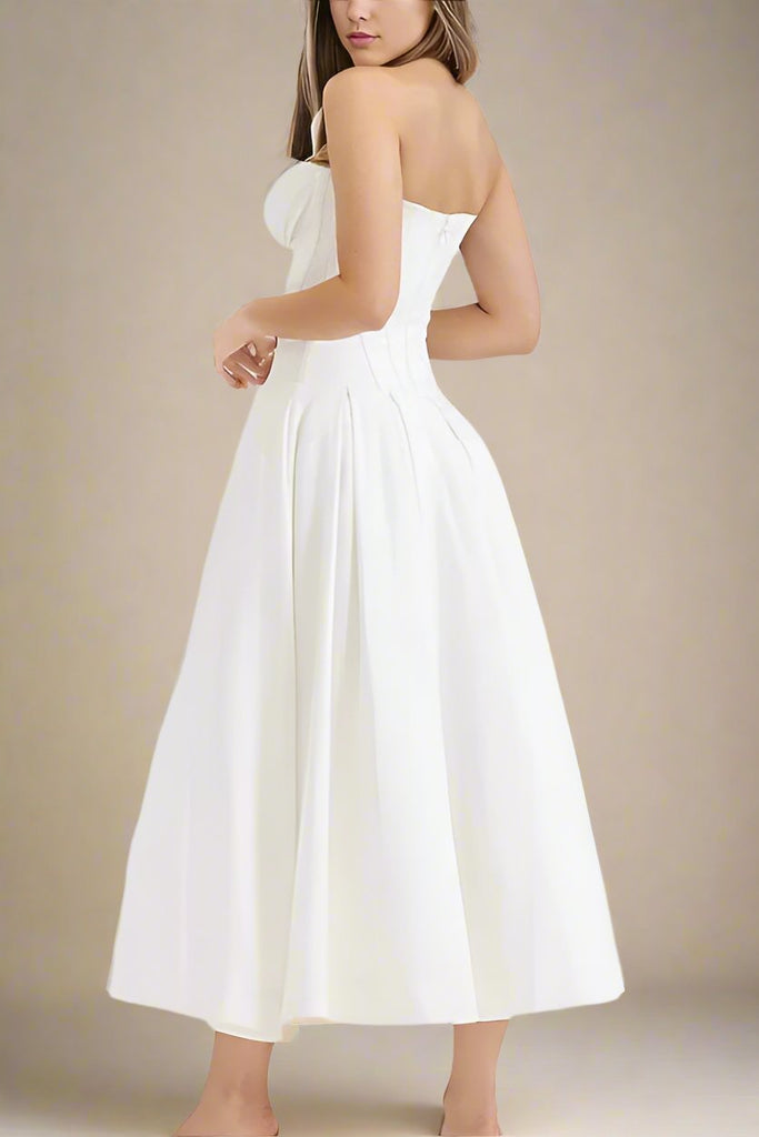 Shop  white dress - Perfect for special occasions | Gabbi Bodycon Midi Dress - White Pearl