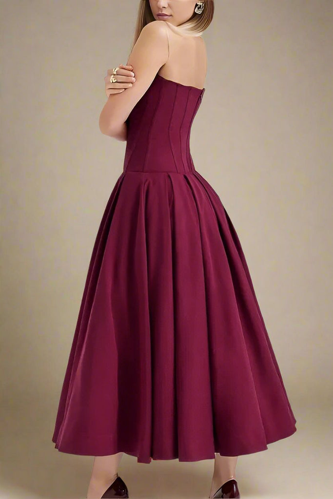 Gabbi Bodycon Midi Dress - Red Wine - Stylish red dress for special occasions | Buy Online