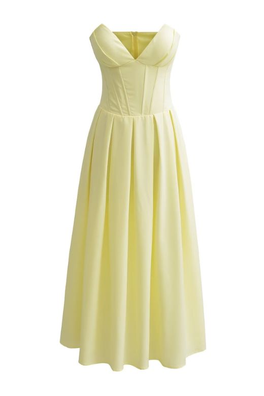 Stylish yellow dress | Gabbi Bodycon Midi Dress - Sun Yellow - Ideal for special occasions