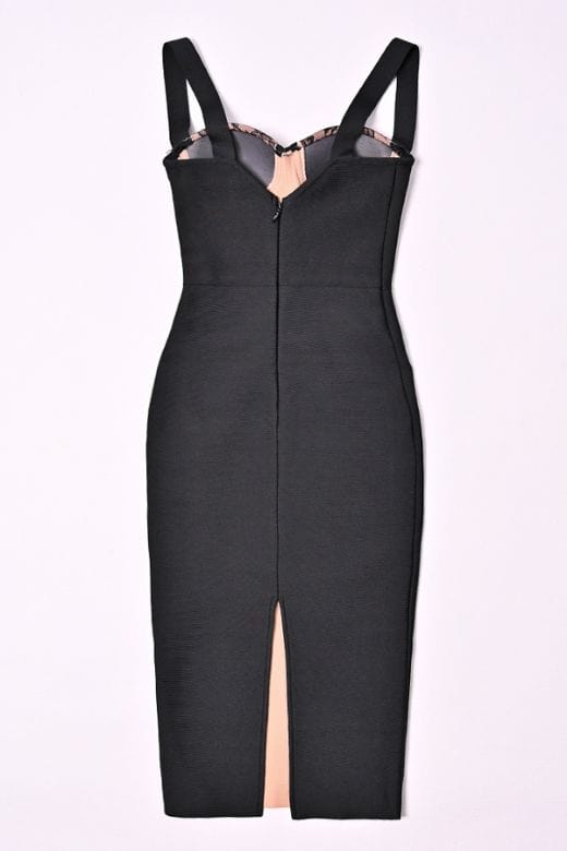 Shop  black dress - Perfect for special occasions | Genevieve Bodycon Lace Midi Dress - Classic Black