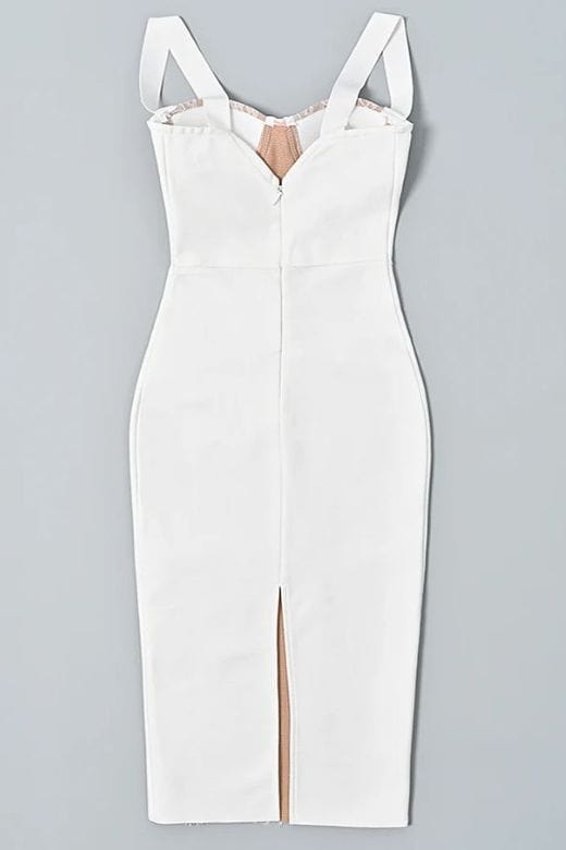 Shop  white dress - Perfect for special occasions | Genevieve Bodycon Lace Midi Dress - White Pearl