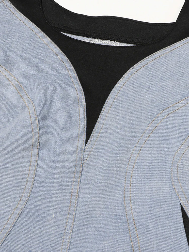 Stylish beautiful dress | Genevieve Denim Asymmetric Mini Dress - Ideal for special occasions