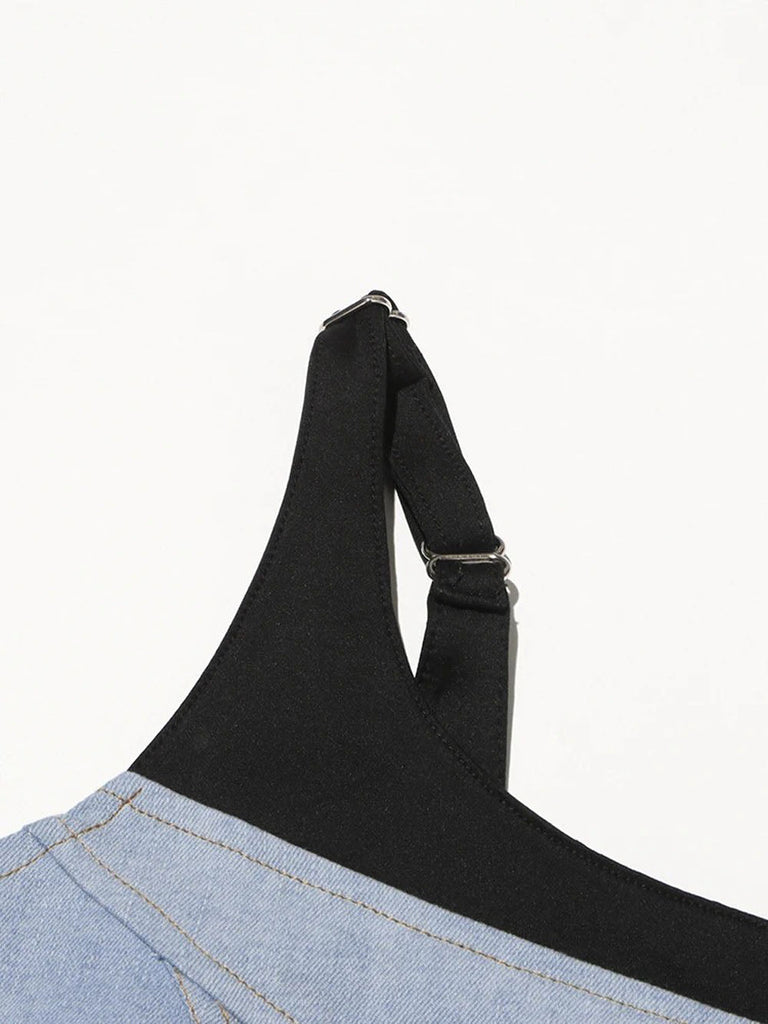 Stylish beautiful dress | Genevieve Denim Asymmetric Mini Dress - Ideal for special occasions