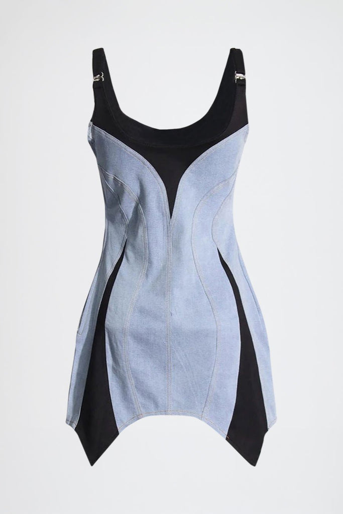 Stylish beautiful dress | Genevieve Denim Asymmetric Mini Dress - Ideal for special occasions