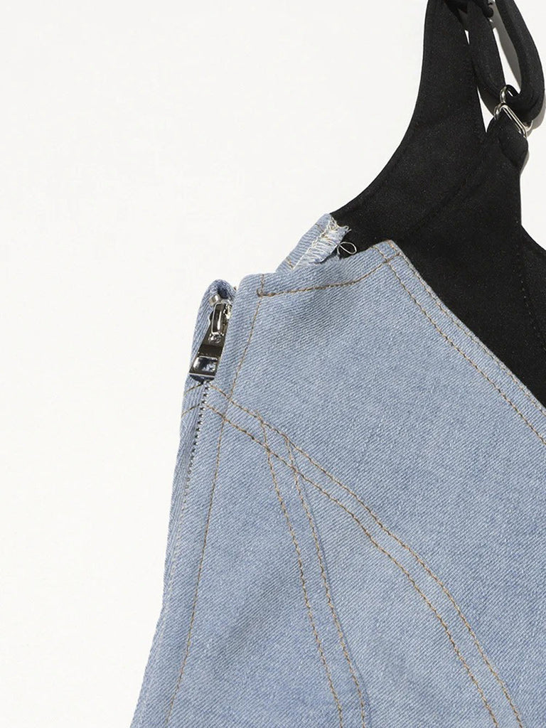 Genevieve Denim Asymmetric Mini Dress - Stylish beautiful dress for special occasions | Buy Online