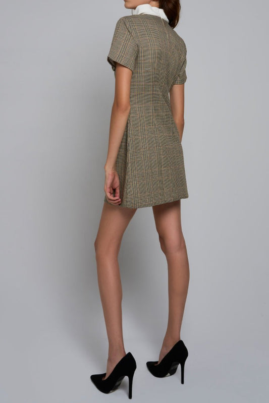 Gianna Buttoned Plaid Mini Dress